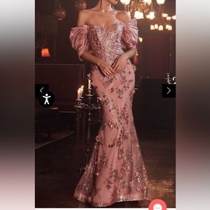 Gorgeous Sequined Cinderella Evening Gown in Dusty Rose Color NEW W/ TAGS